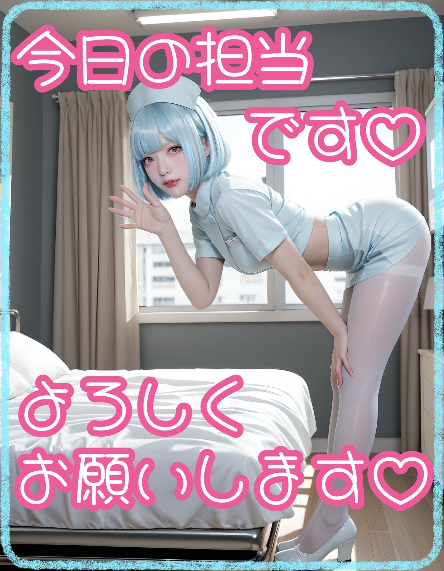 【白スト】ナースのヘルスチェック【青ショート】 サンプル画像1