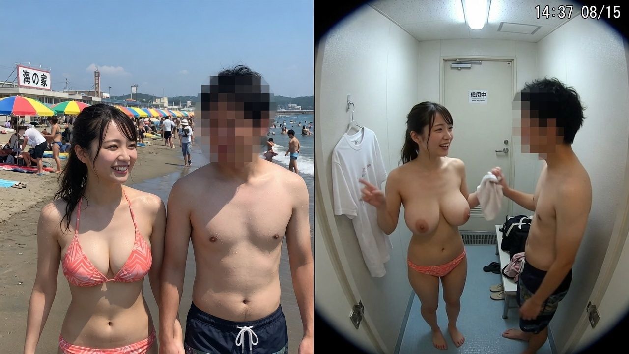 【美女189人！！】かわいいビキニ美女の海の家のシャワー室を盗撮！！水着美女のおっぱいが見れちゃった・・・私服姿がゲットできた子も！！ サンプル画像7