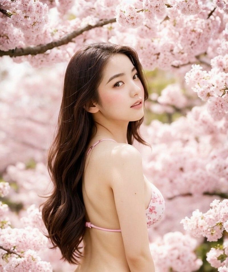 【美女名録】vol2.22  200枚  桜色のビキニ ？ Cherry Blossom Bikini Photo Book  【AIグラビア写真集】 サンプル画像2