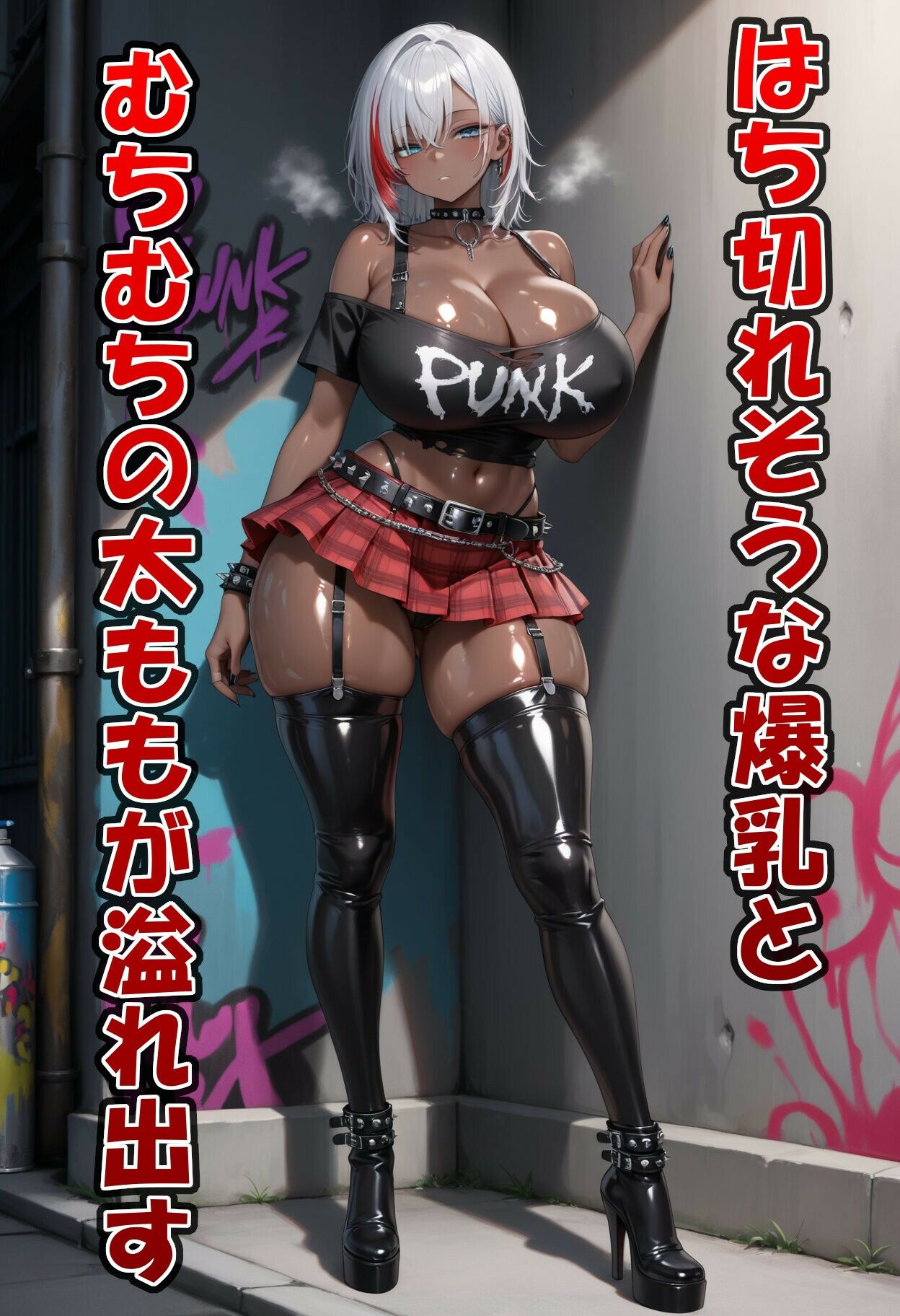 【銀髪×パンクギャル】強気でクールな褐色パンクギャル。はち切れそうな肉厚ボディを押し倒され、徹底的にわからされる！ サンプル画像2