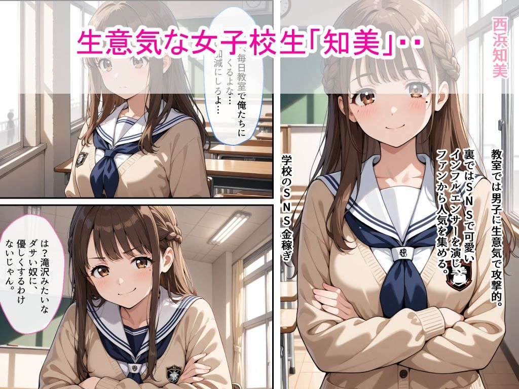 【高画質版】生意気女子校生がSNS配信の秘密を同級生に握られ教室で中出しされた話 サンプル画像1