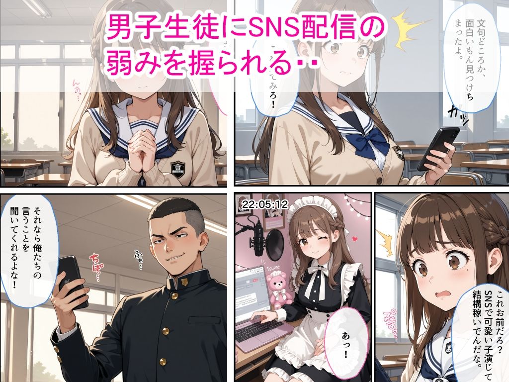 【高画質版】生意気女子校生がSNS配信の秘密を同級生に握られ教室で中出しされた話 サンプル画像2