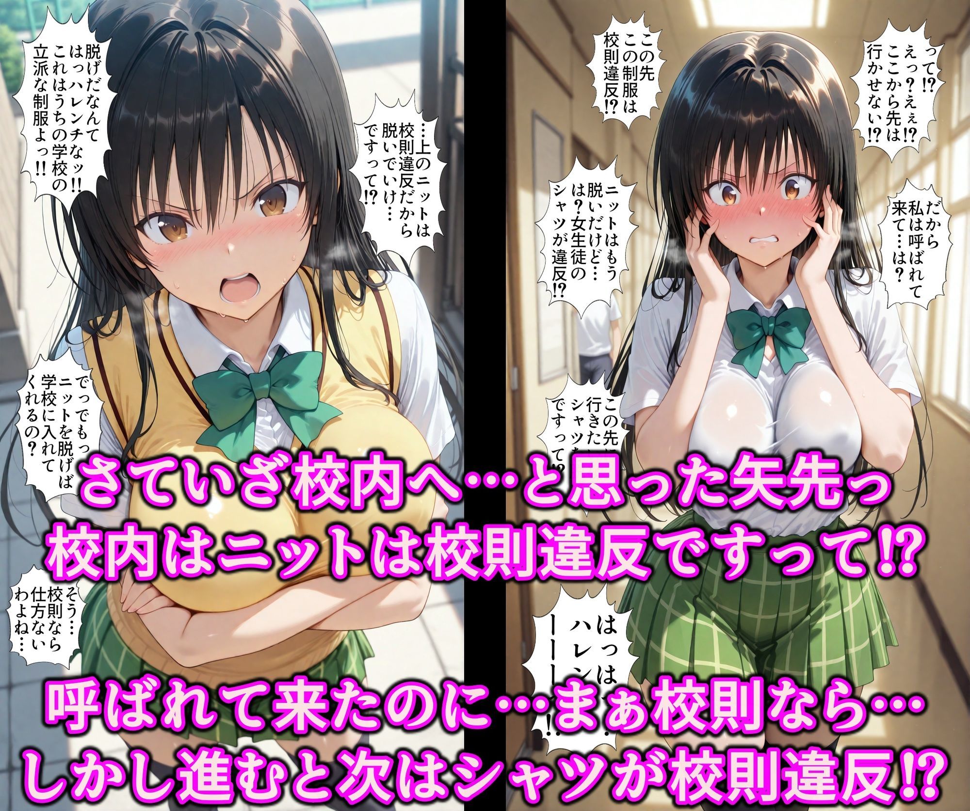 いいなり女学院で学ぶドスケベ風紀！！ハレンチ校則で服従エロ堕ち風紀委員♪友達と一緒に種付け志望の淫乱まんこ サンプル画像3