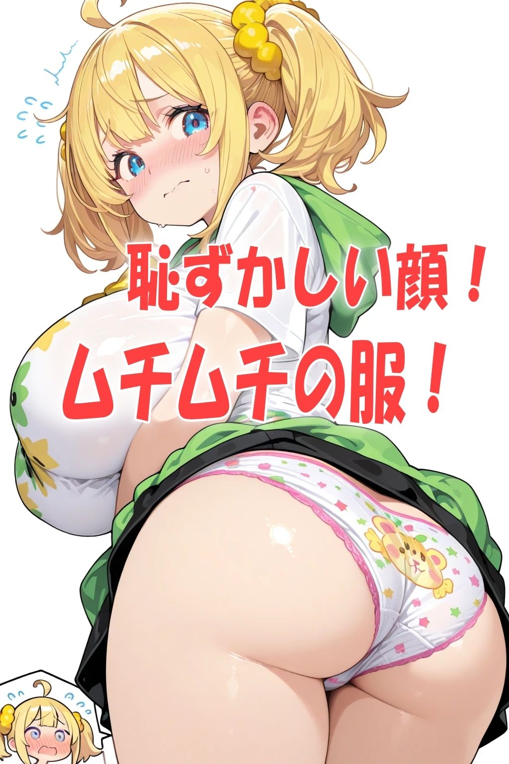 いい大人がロリパン姿でお尻を突き出し巨乳巨尻のムチムチお姉さんイラスト300枚 サンプル画像2