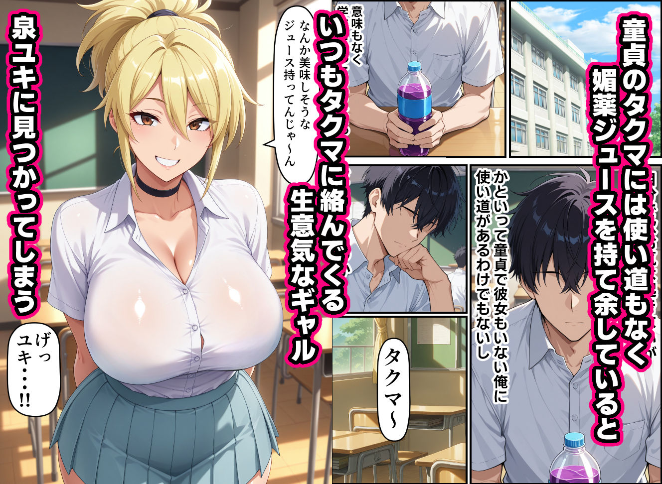 いつも絡んでくる生意気ギャルが媚薬ジュースをがぶ飲みしてしまう話 サンプル画像2