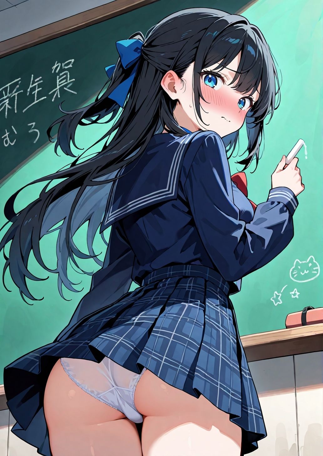 えっちなでかぱい黒髪ちゃん（でかぱいver） 恥じらいながらも大興奮教室えっち サンプル画像2