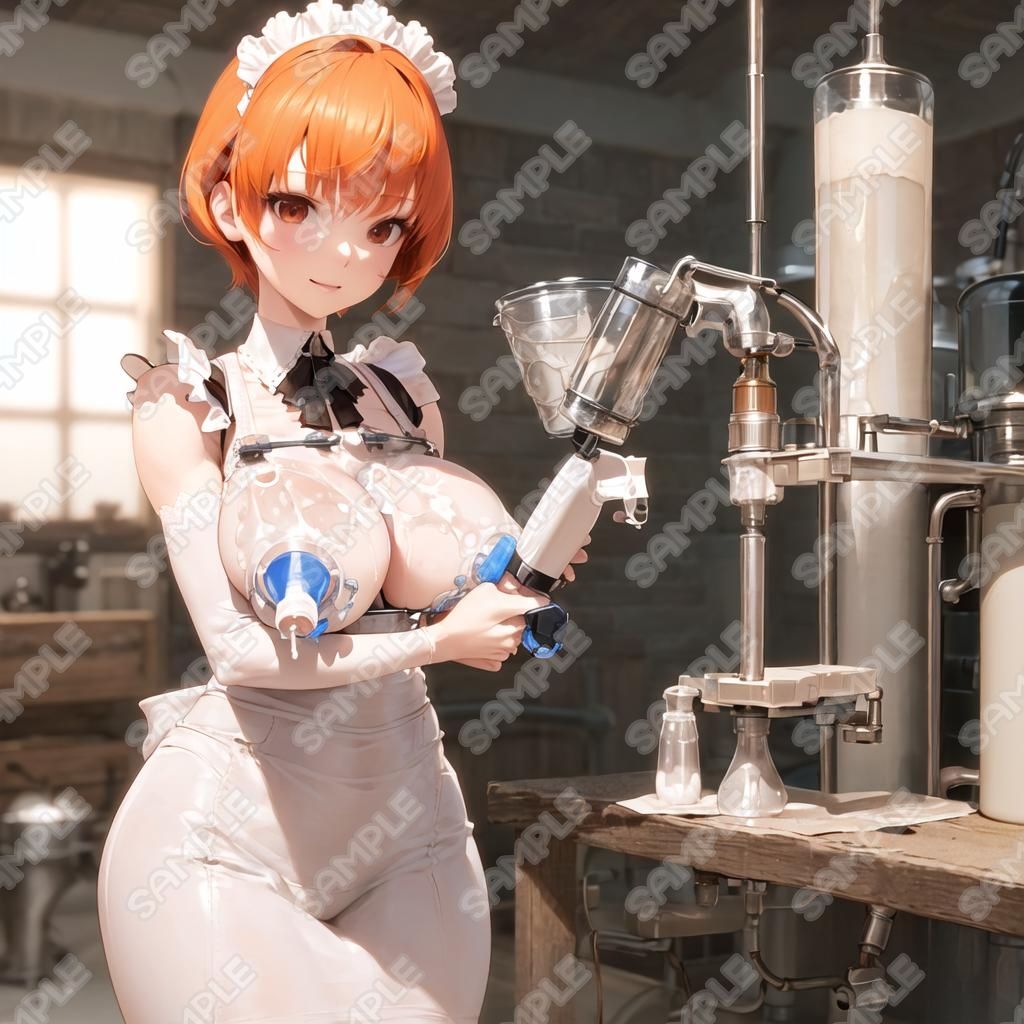 おっぱいフェチ  乳搾り工場メイド編（橙・赤・ピンク） サンプル画像3