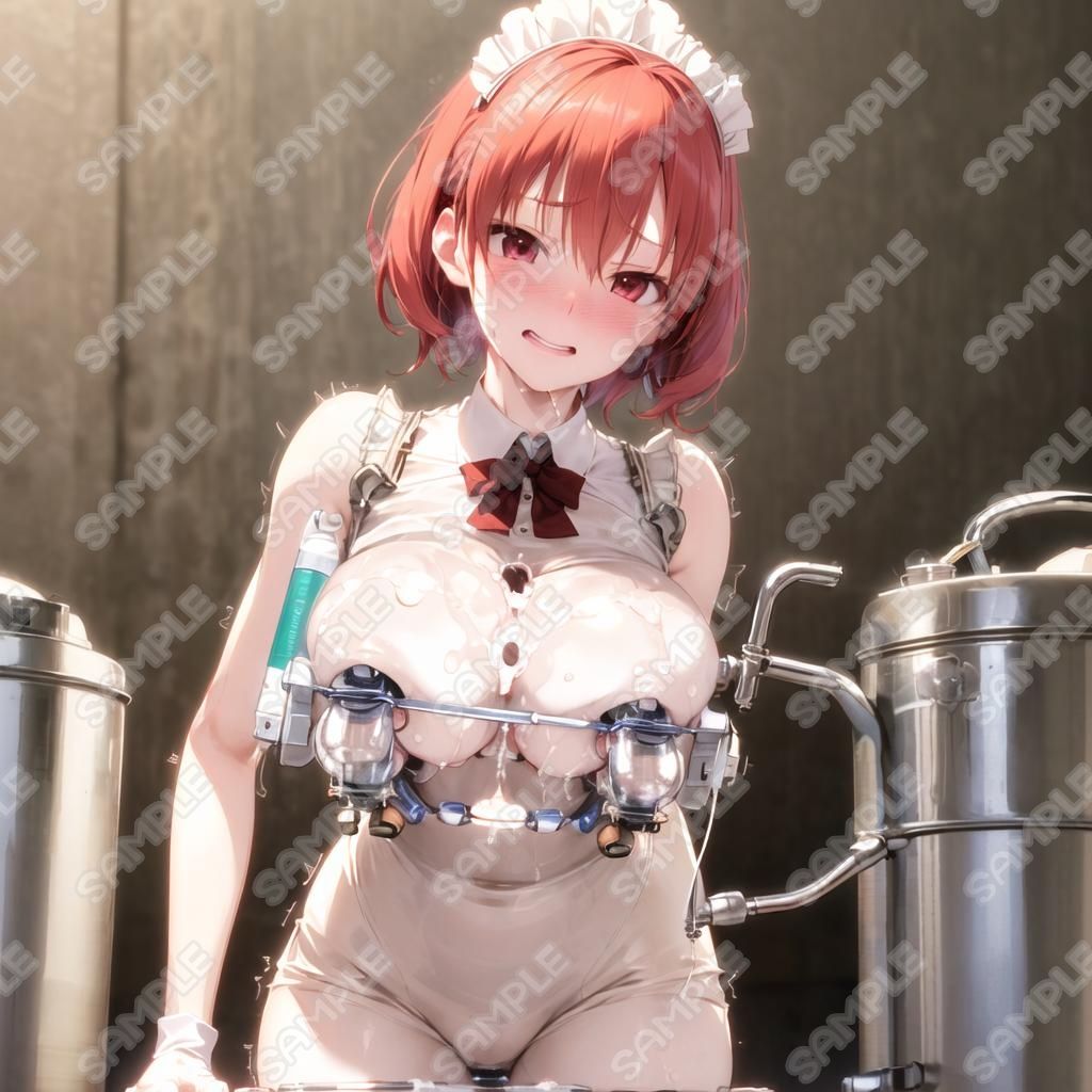 おっぱいフェチ  乳搾り工場メイド編（橙・赤・ピンク） サンプル画像8