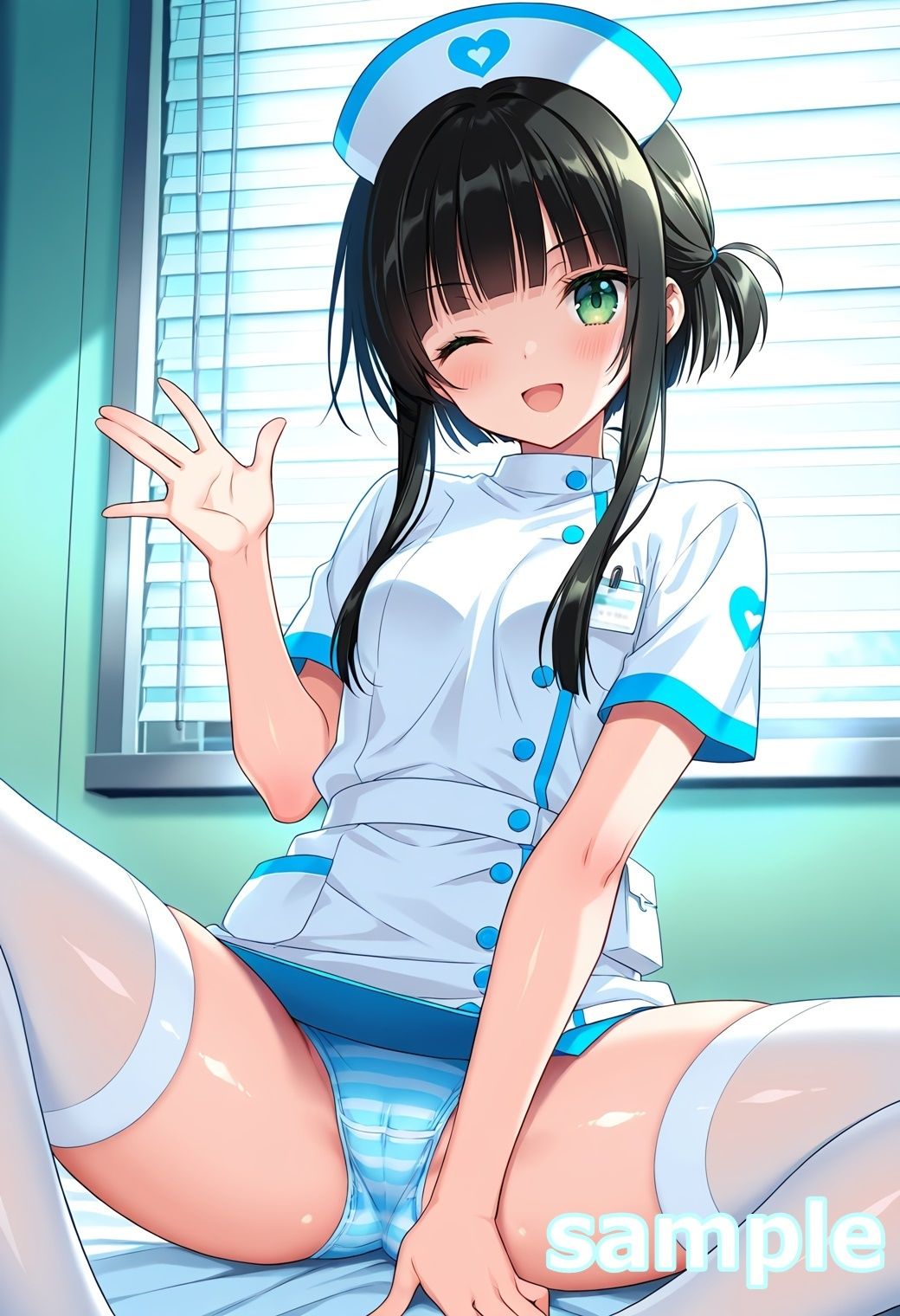 おパンツ拝見イラスト集 〜ミニスカナースさん編〜 サンプル画像1