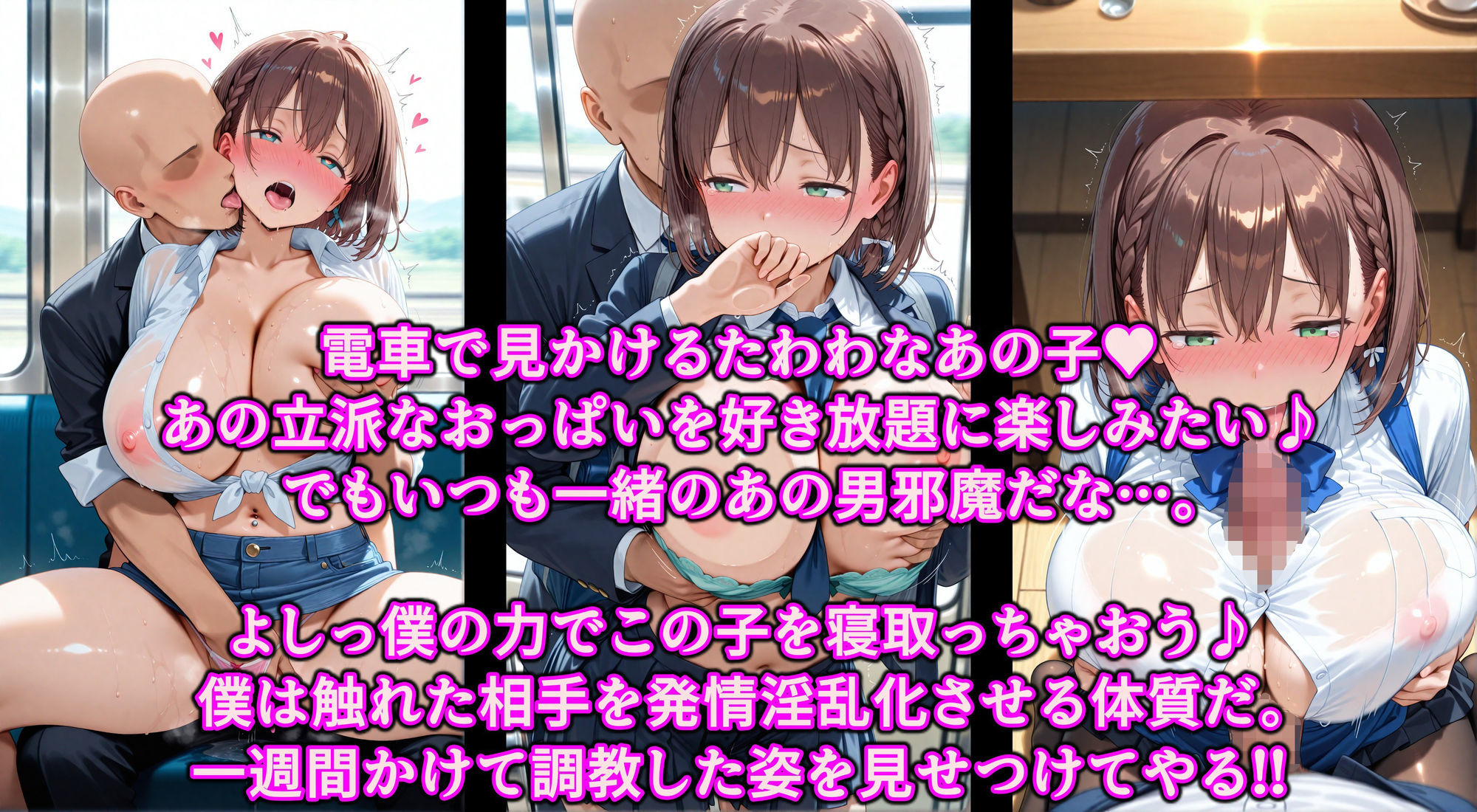 お兄さんから爆乳女子をNTR！！媚薬タッチでたわわJ系を快楽堕ち！！チンポ中毒のドスケベ痴女に淫乱調教 サンプル画像1