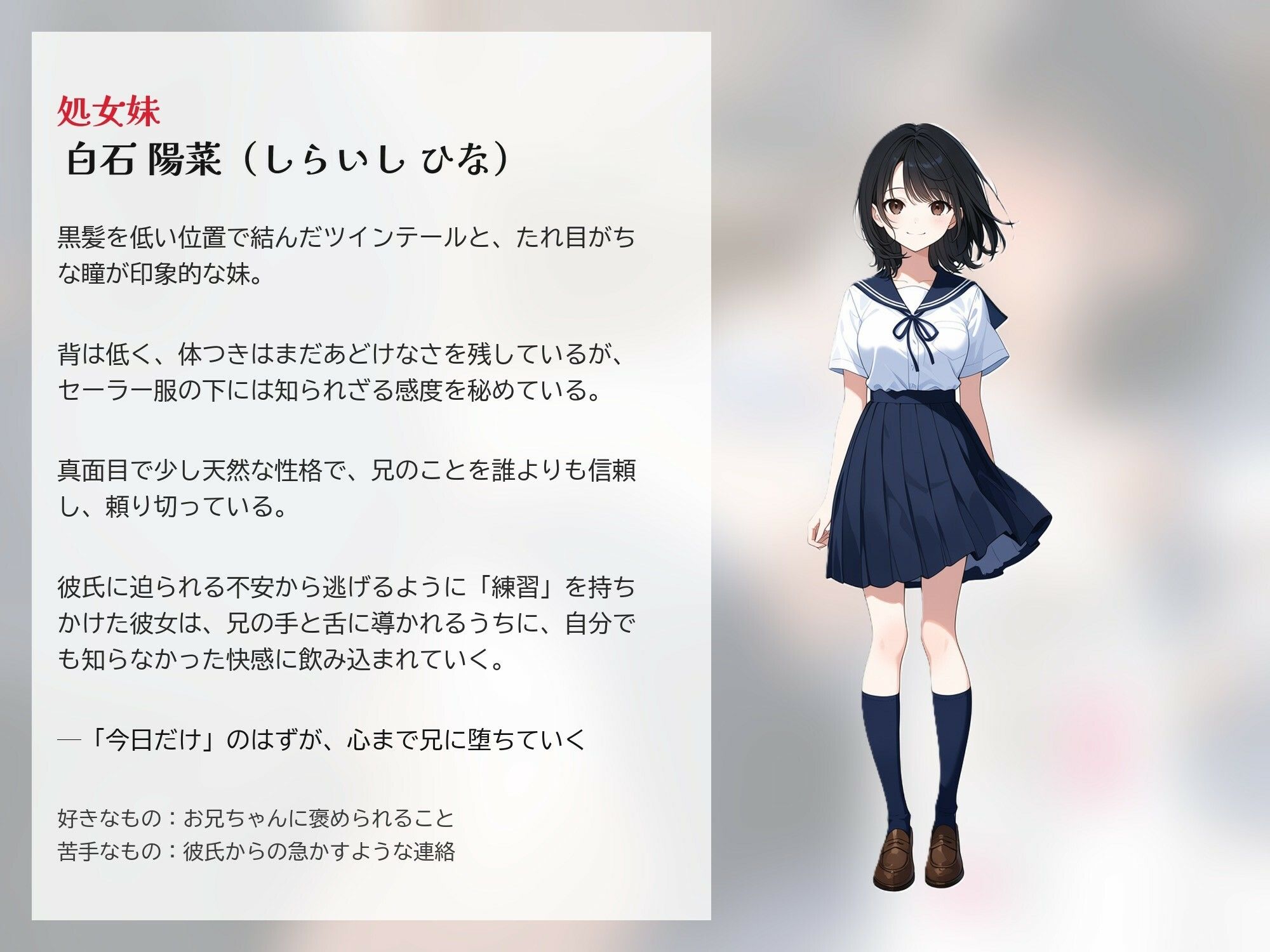 お兄ちゃんが教えてくれた  〜彼氏に求められ困った処女の妹「兄と妹の秘密の練習」〜 サンプル画像1