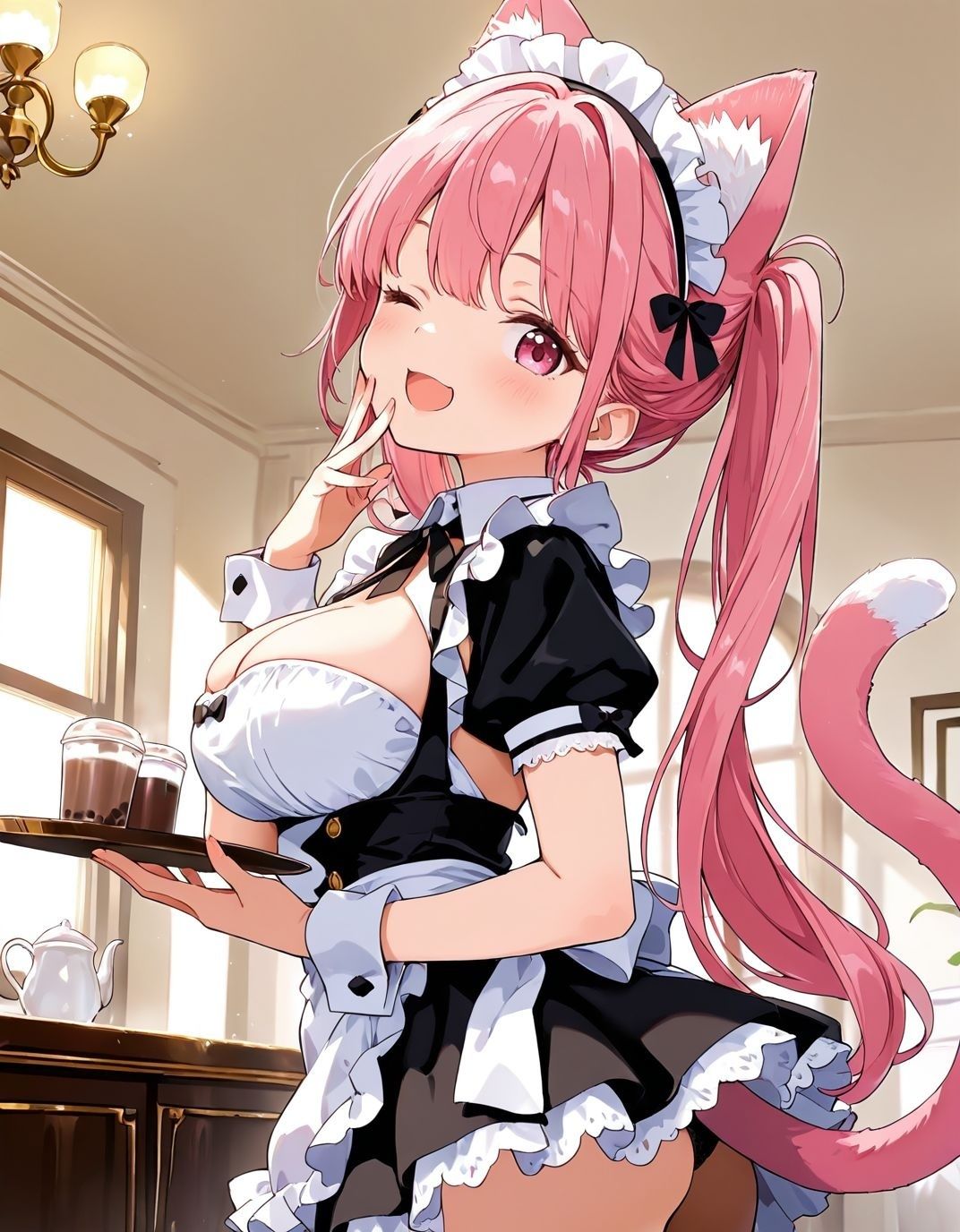 かまって従者のニアちゃん  お仕事終わりはいっぱいご褒美ほしいニャン！！ 半袖メイド編 サンプル画像1