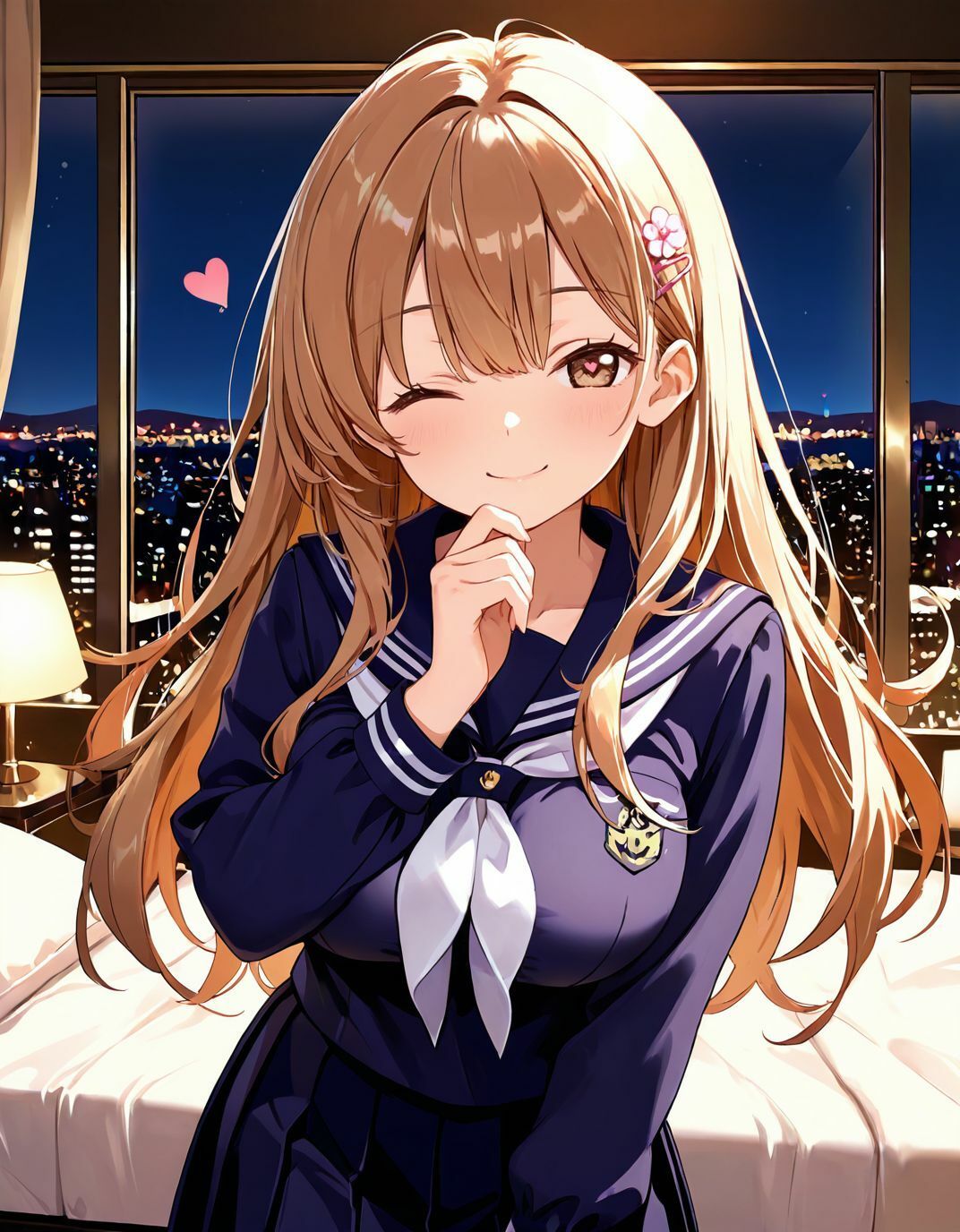 どこでもセックスするのが当たり前になっちゃった世界2 黒セーラーホテルえっち編 サンプル画像1