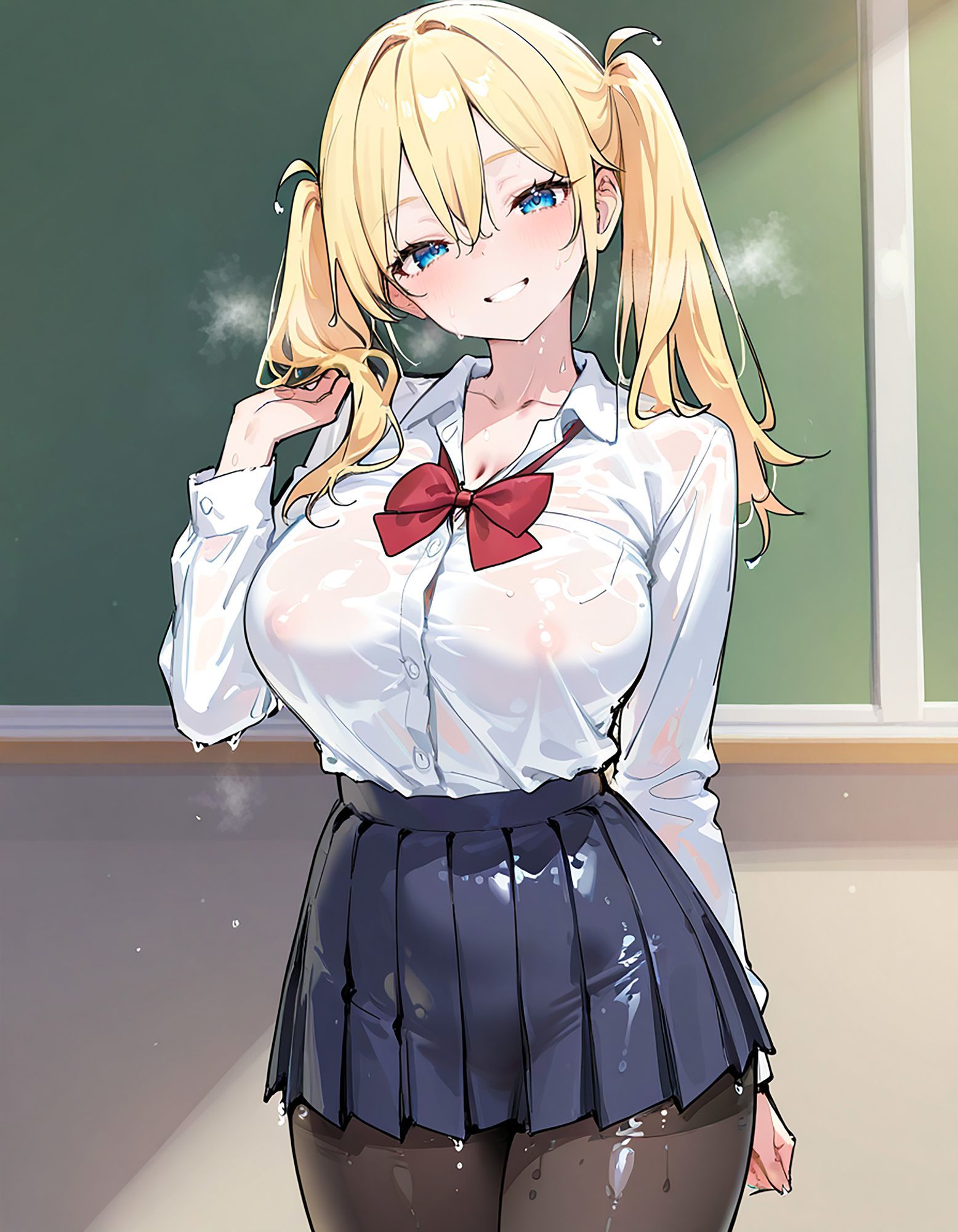 なまいきJ○快楽堕ち！制服黒スト×競泳水着の金髪ツインテギャルをアヘイキするまでわからせたったww サンプル画像6