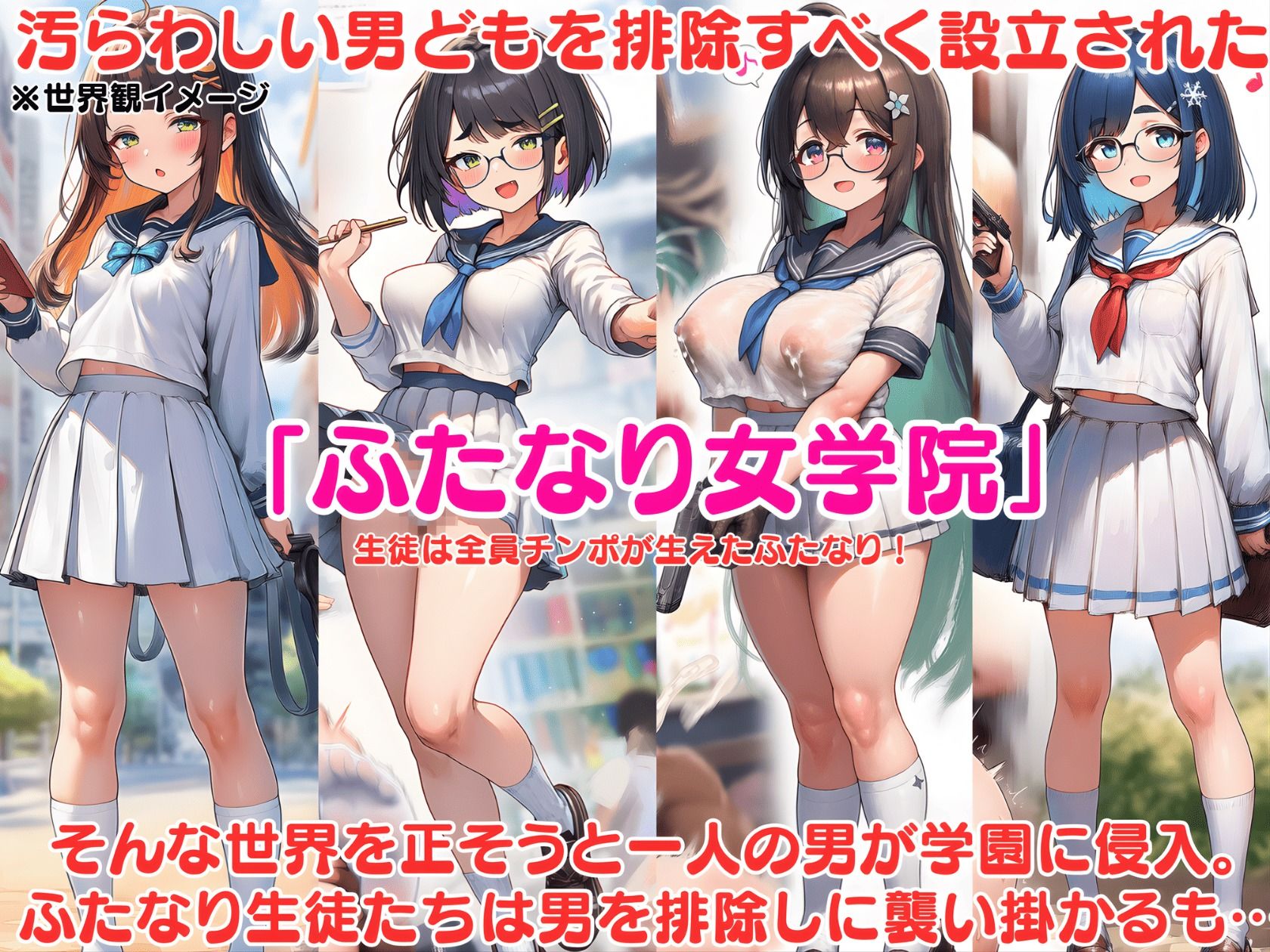 ふたなり即堕ち学園 〜生意気ふたなりJK達をオスチンポでわからせろ〜 サンプル画像1