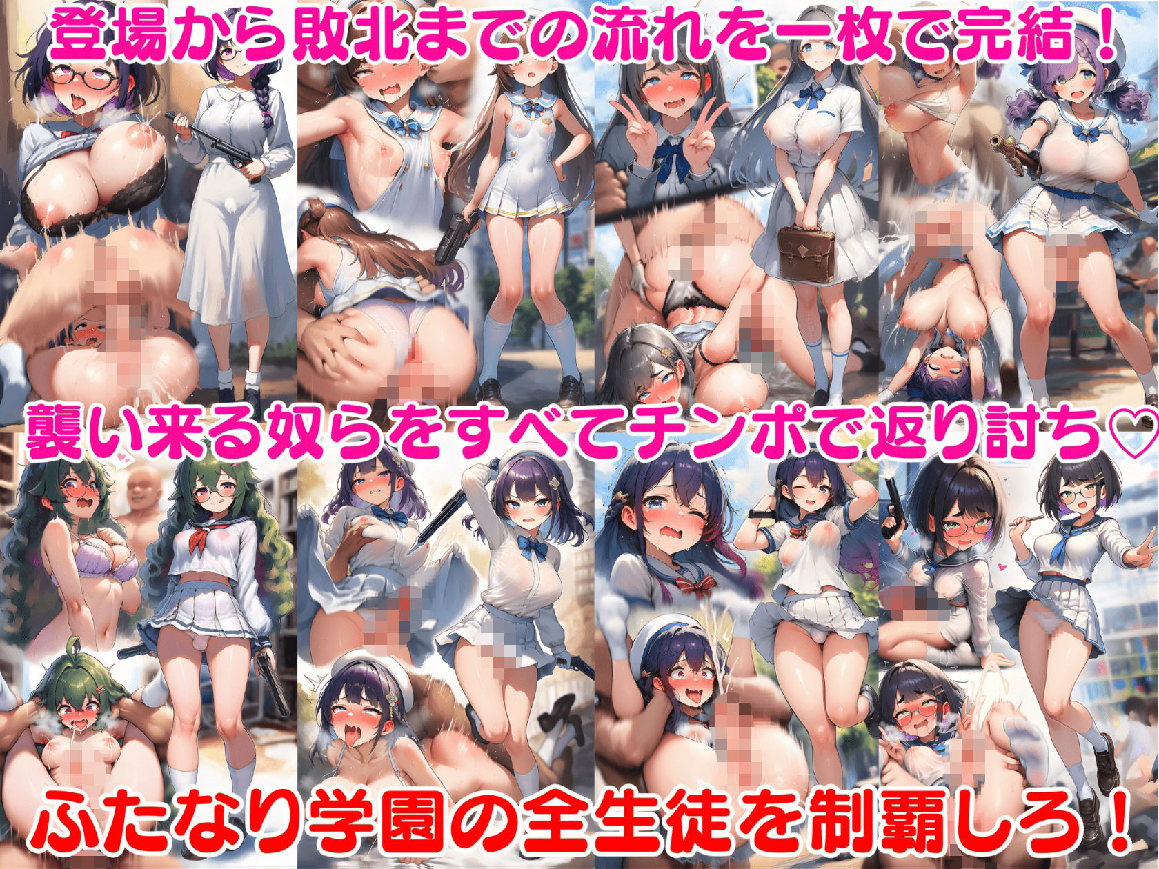 ふたなり即堕ち学園 〜生意気ふたなりJK達をオスチンポでわからせろ〜 サンプル画像5