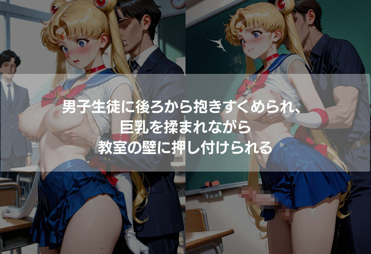 ふたなり巨乳3美少女 金髪青髪黒髪の教室・トイレ・森中出し 342枚 サンプル画像2