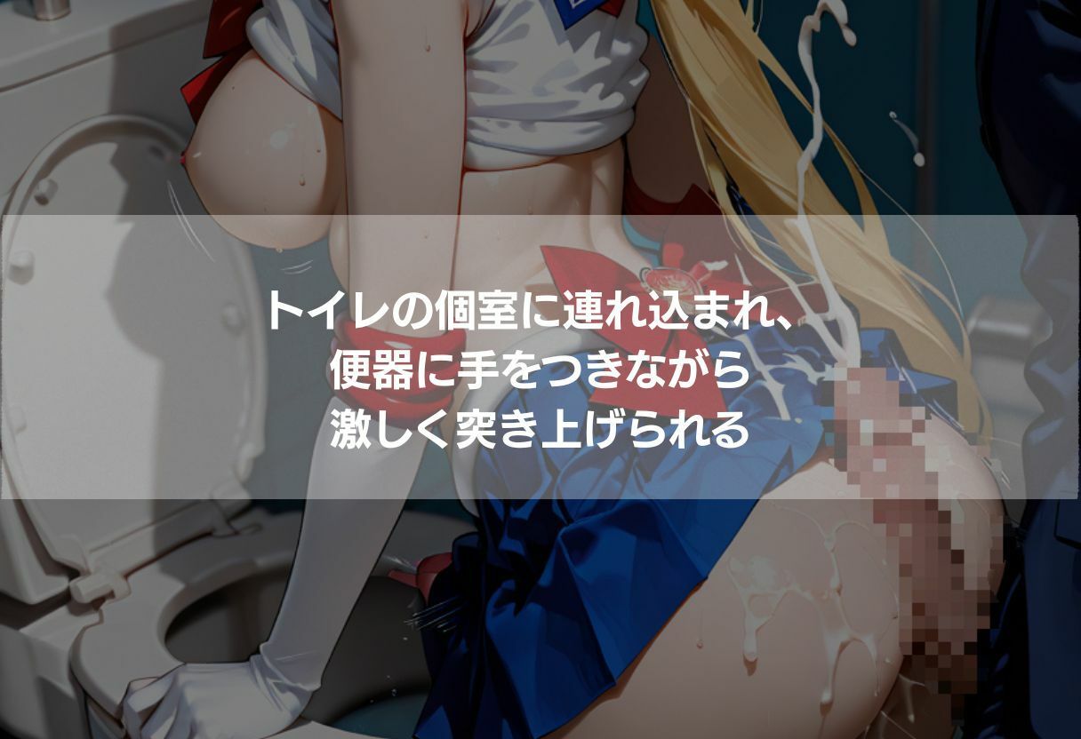 ふたなり巨乳3美少女 金髪青髪黒髪の教室・トイレ・森中出し 342枚 サンプル画像4
