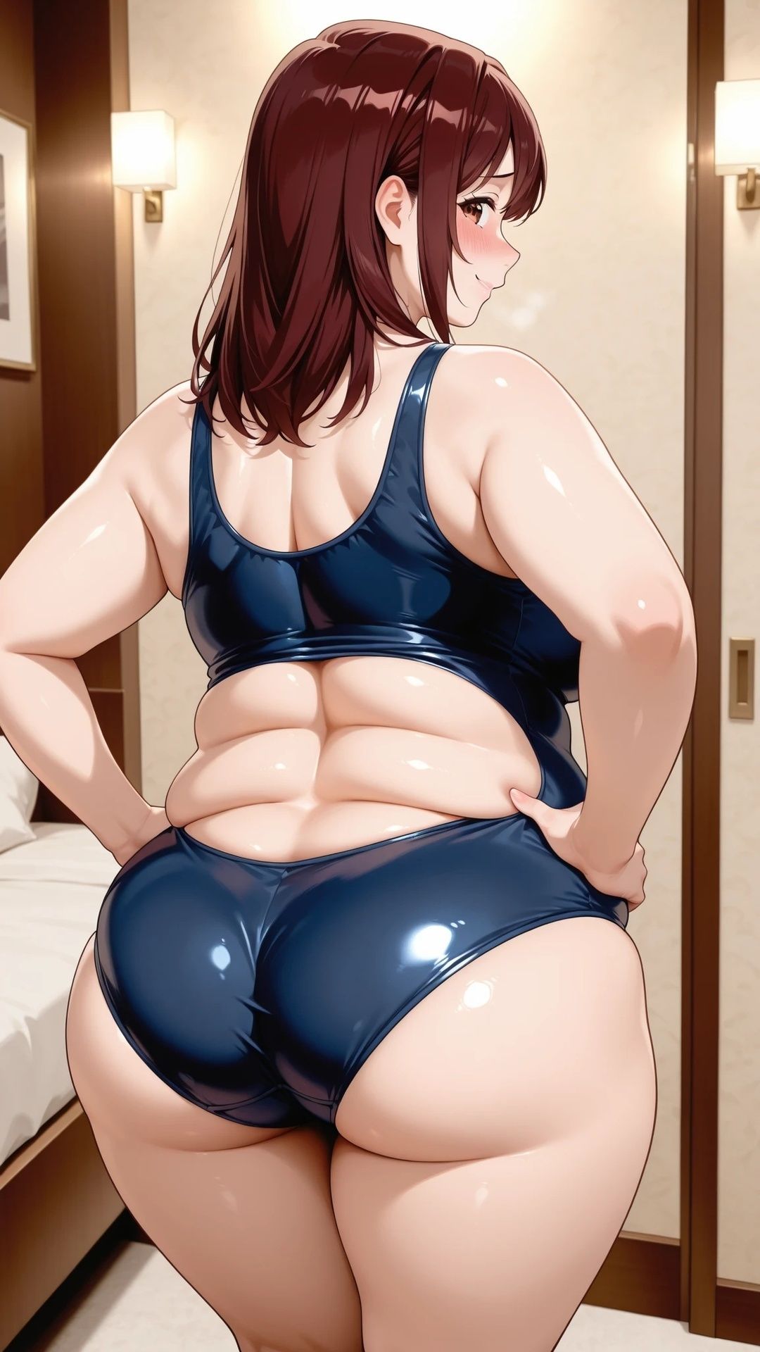 ぽっちゃり妻とスク水でエッチ サンプル画像2