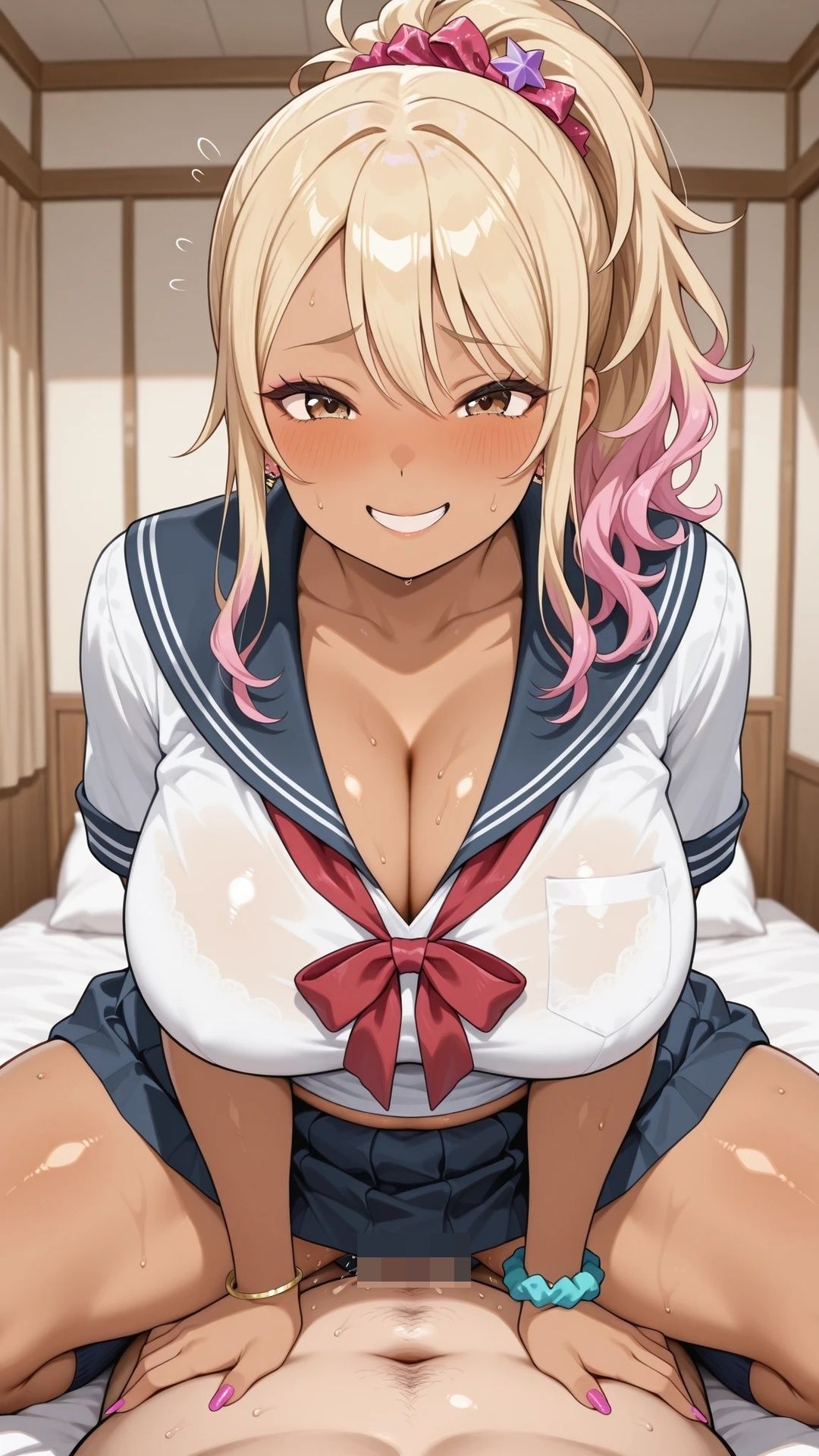 ぽっちゃり黒ギャルと制服ハメ撮り サンプル画像10