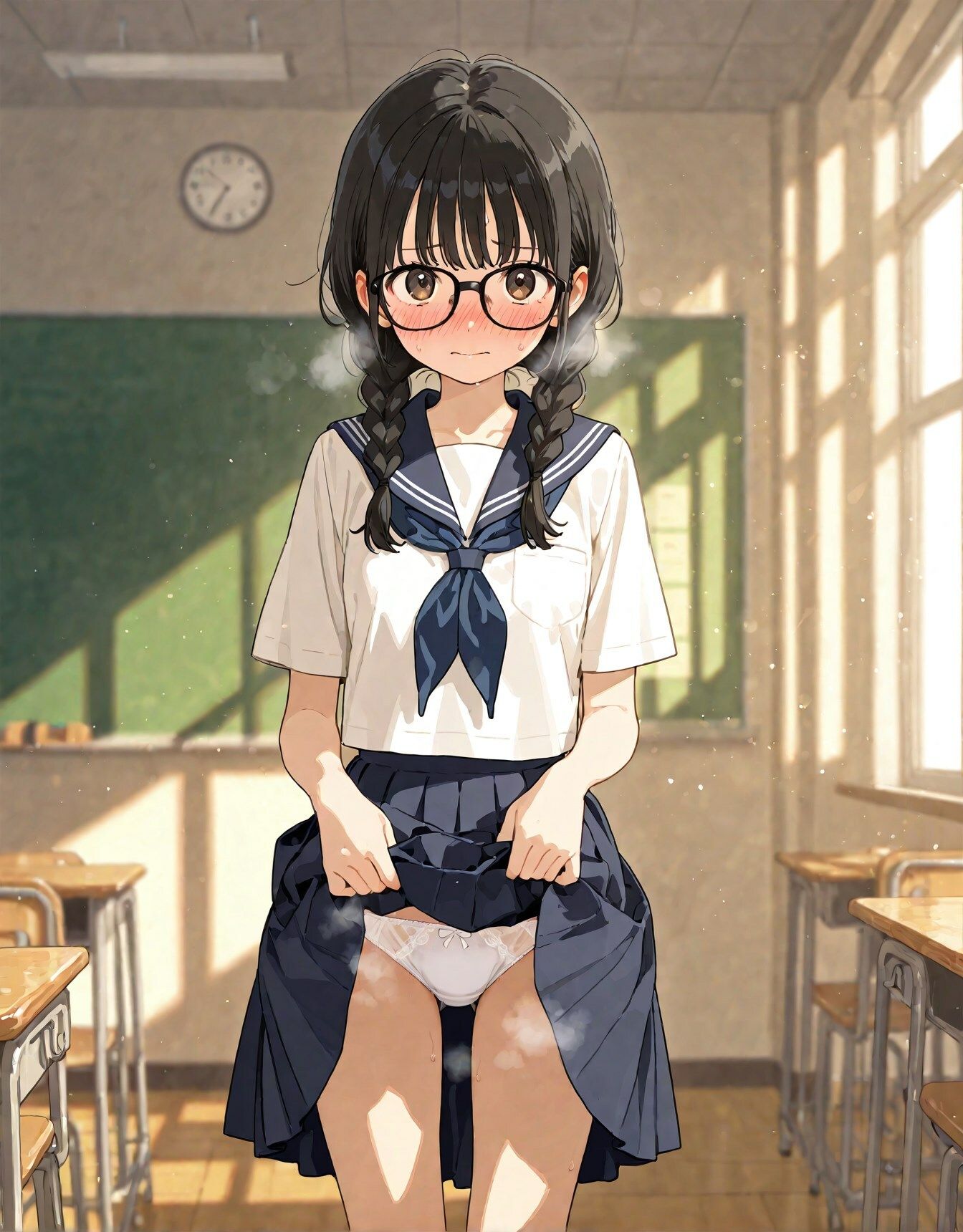 めがね委員長の学校露出日記 サンプル画像1