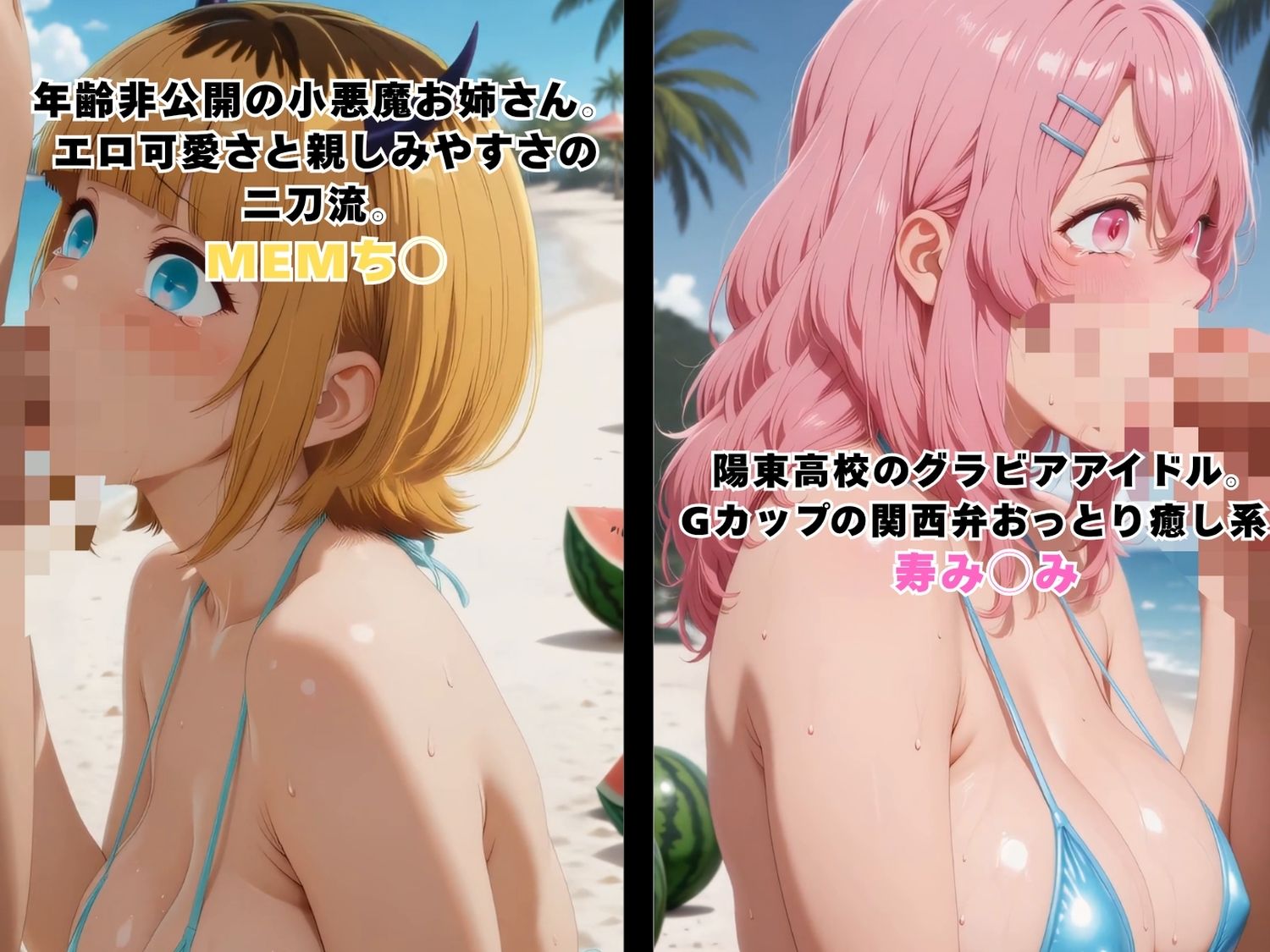 アイドルたちの卑猥なバカンス 〜南国ビーチでエッチなレッスン〜 【動画＆イラストセット】 サンプル画像4