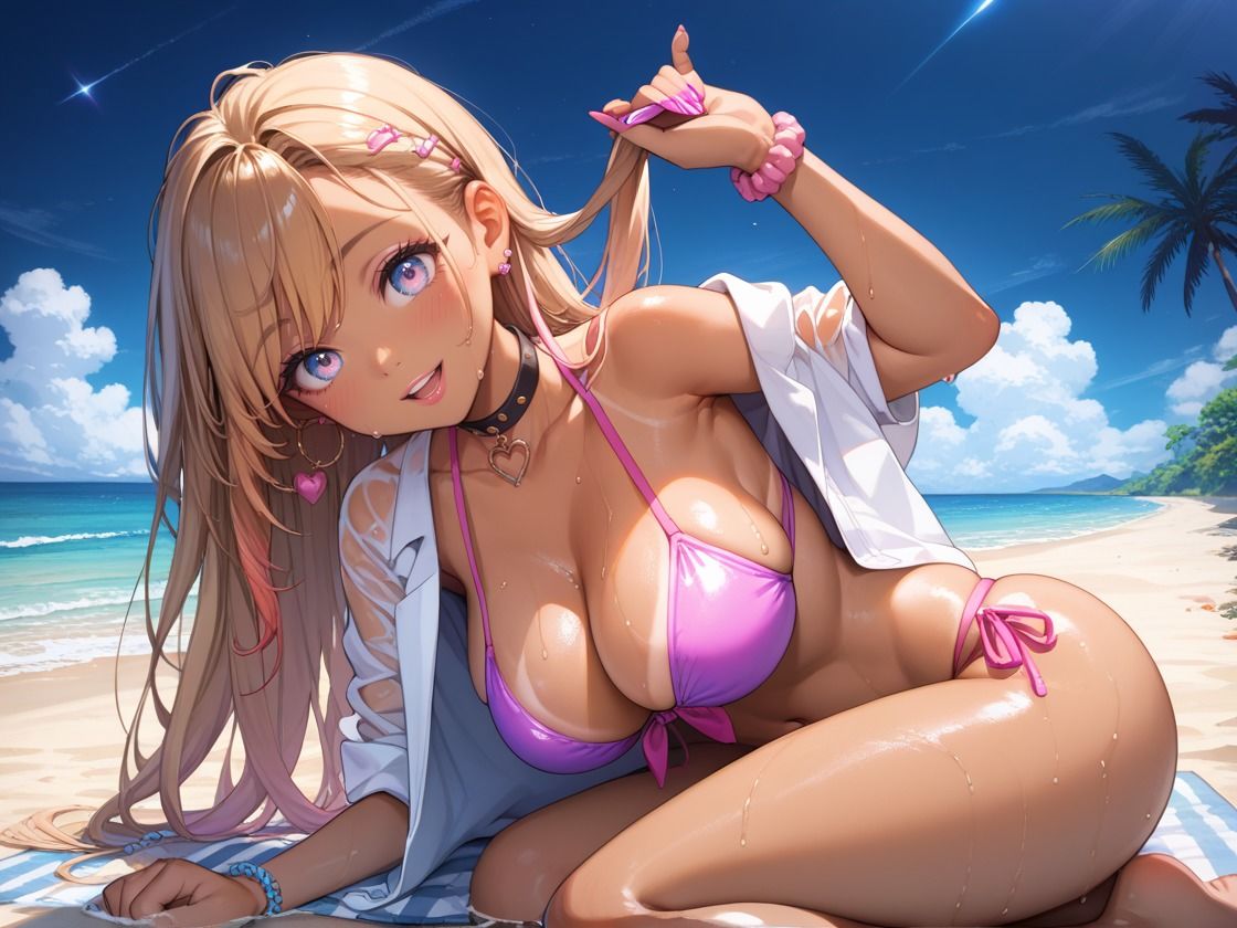 エロカワ爆乳日焼けギャルビーチで大乱交 サンプル画像1