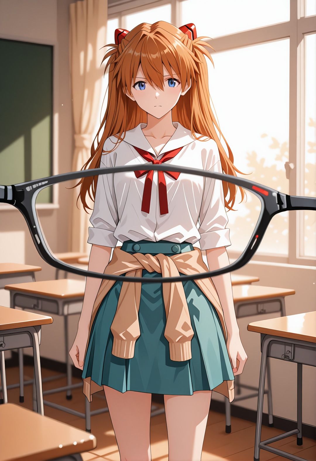 エヴ◯ンゲリオンア◯カ催●学校プール露出凌●パロディ 制服脱衣と水着野外セックス満載CG集 サンプル画像2