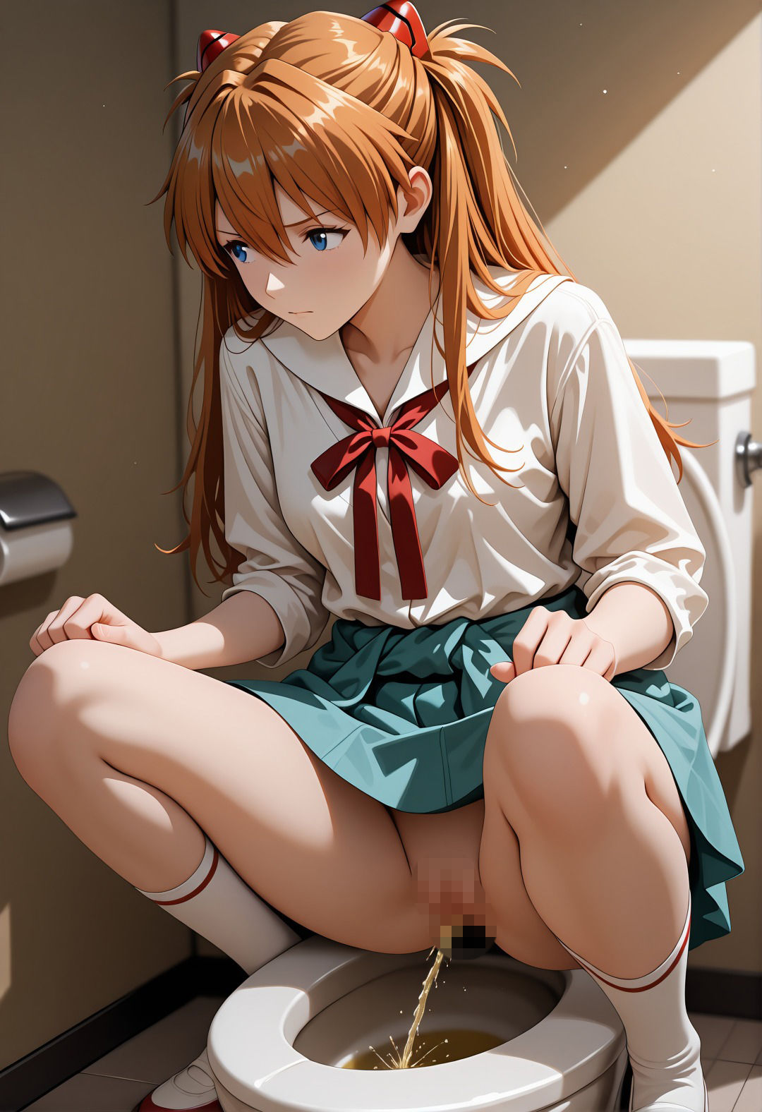 エヴ◯ンゲリオンア◯カ催●学校プール露出凌●パロディ 制服脱衣と水着野外セックス満載CG集 サンプル画像5