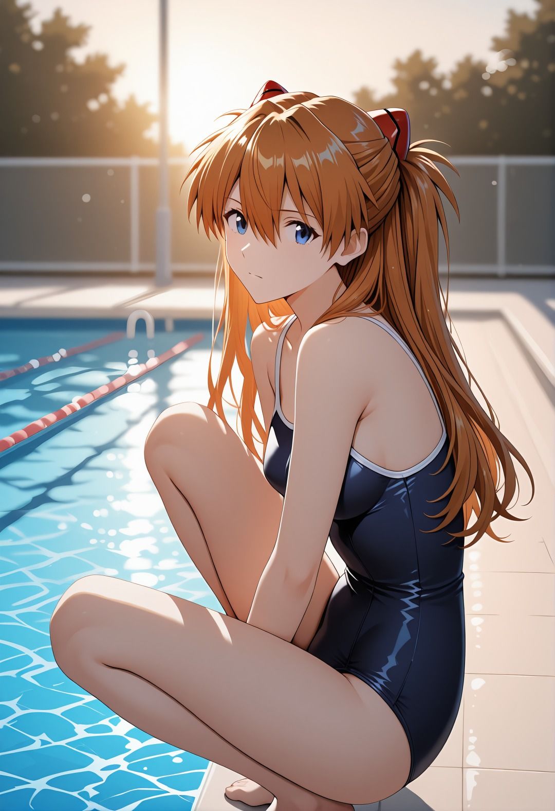 エヴ◯ンゲリオンア◯カ催●学校プール露出凌●パロディ 制服脱衣と水着野外セックス満載CG集 サンプル画像7