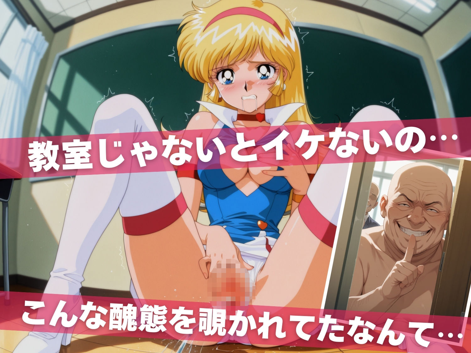 オナニー覗かれ、寝取られて  キュ●ティーハニー 〜 学校編 〜 おじさんに暴かれた秘密 サンプル画像3