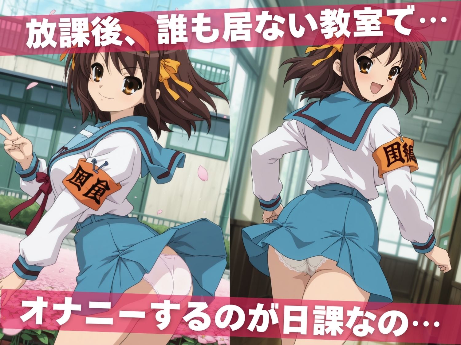 オナニー覗かれ、寝取られて  涼●ハルヒの憂鬱 〜 学校編 〜 おじさんに暴かれた秘密 サンプル画像1