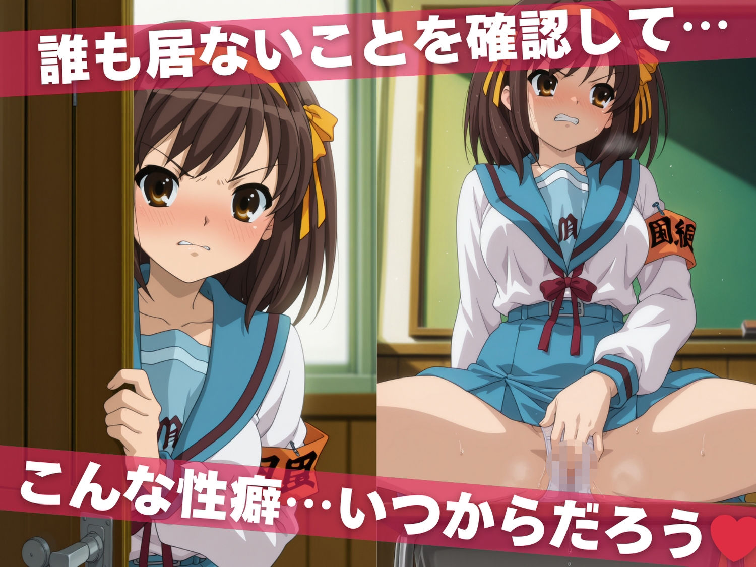 オナニー覗かれ、寝取られて  涼●ハルヒの憂鬱 〜 学校編 〜 おじさんに暴かれた秘密 サンプル画像2