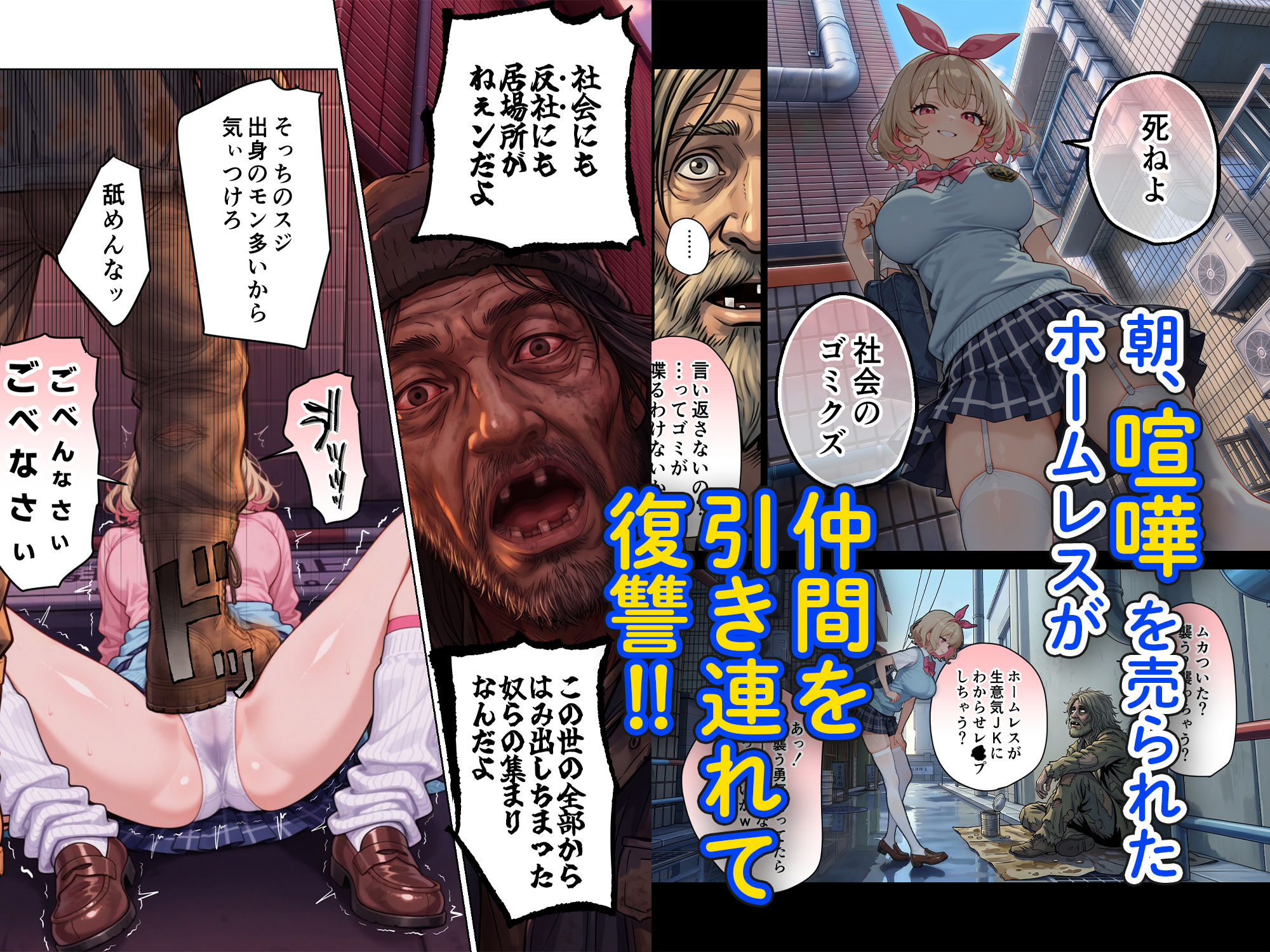 キモおじ⇔JK入れ替わり【4】ホームレス輪●地獄 サンプル画像4