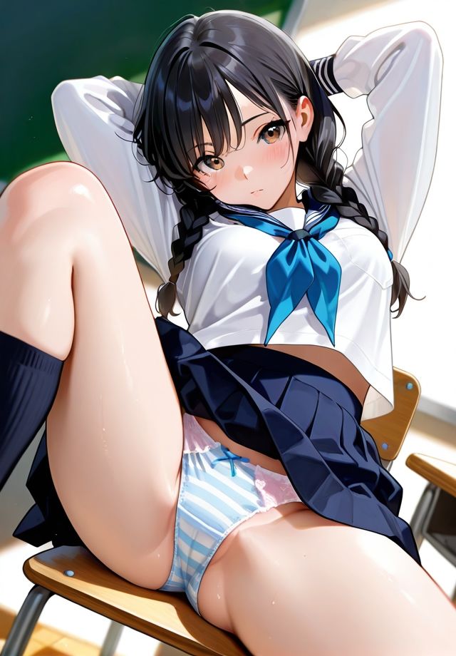 クラスの女子は椅子の座り方が横着過ぎる2 サンプル画像1
