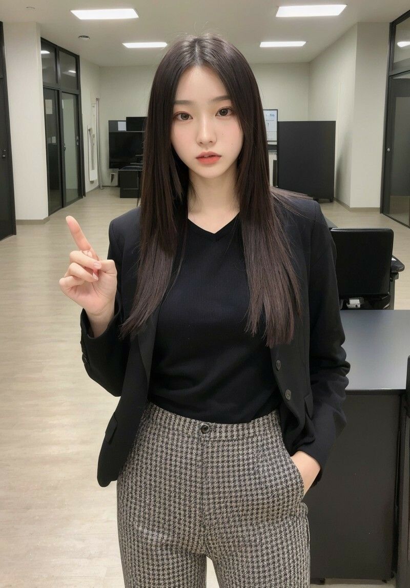 クール秘書シリーズ1  冷たい視線で見下す美人秘書  黒スーツ×無表情で立つ姿が刺さる205枚【AIグラビア写真集】 サンプル画像7