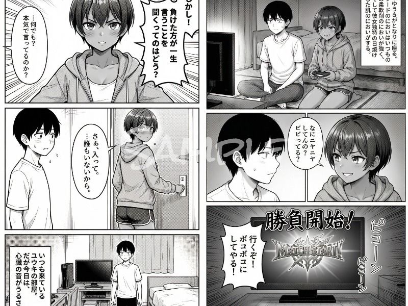 ゲームで敗北した短髪で日焼けのアイツが、罰ゲーム中に俺の異変に気づいて…お口で反撃フィニッシュ。──最後の涙の訳は…。 サンプル画像2