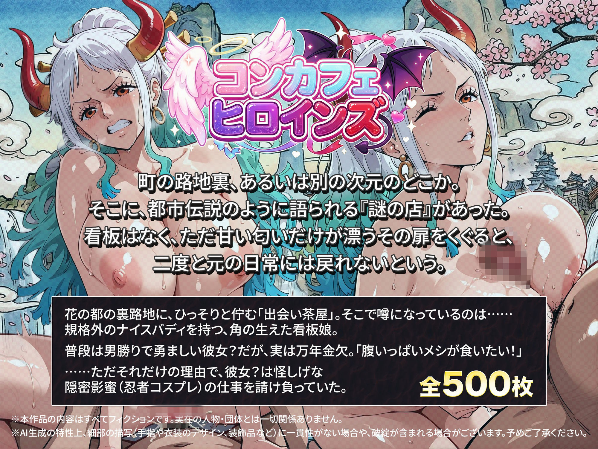 コンカフェヒロインズ〜ワ◯国編〜裏茶屋の鬼姫「ボクを指名？夜の戦いも最強だぞ！」あの横乳の女傑がお忍びでべべん！ サンプル画像1