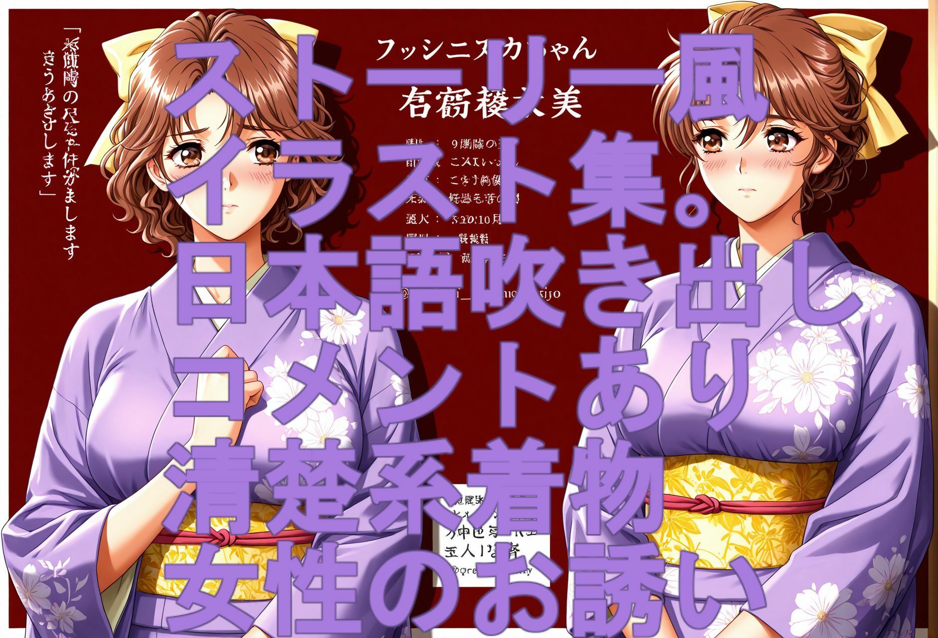 ストーリー風、イラスト集。日本語、吹き出しコメントあり。清楚系着物女性のお誘い。 サンプル画像10