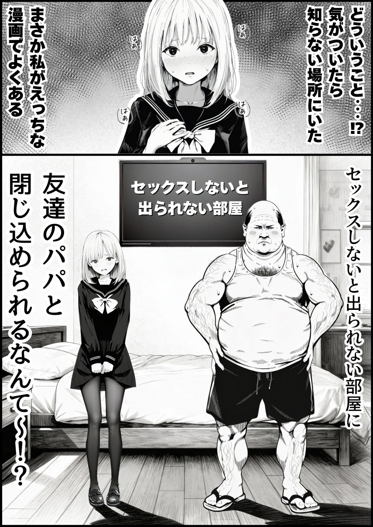 セックスしないと出られない部屋に親友のパパと閉じ込められたんですけど〜！？ サンプル画像1