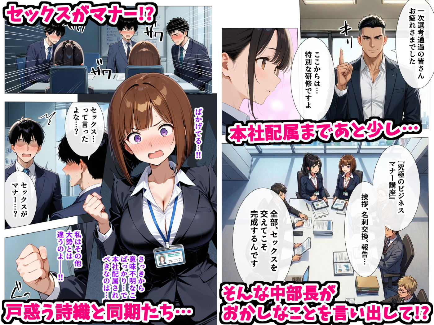セックスはビジネスマナー！？新入社員を生ハメ中出し研修〜オフィスではセックスが新しい挨拶と評価基準になりました〜 サンプル画像3