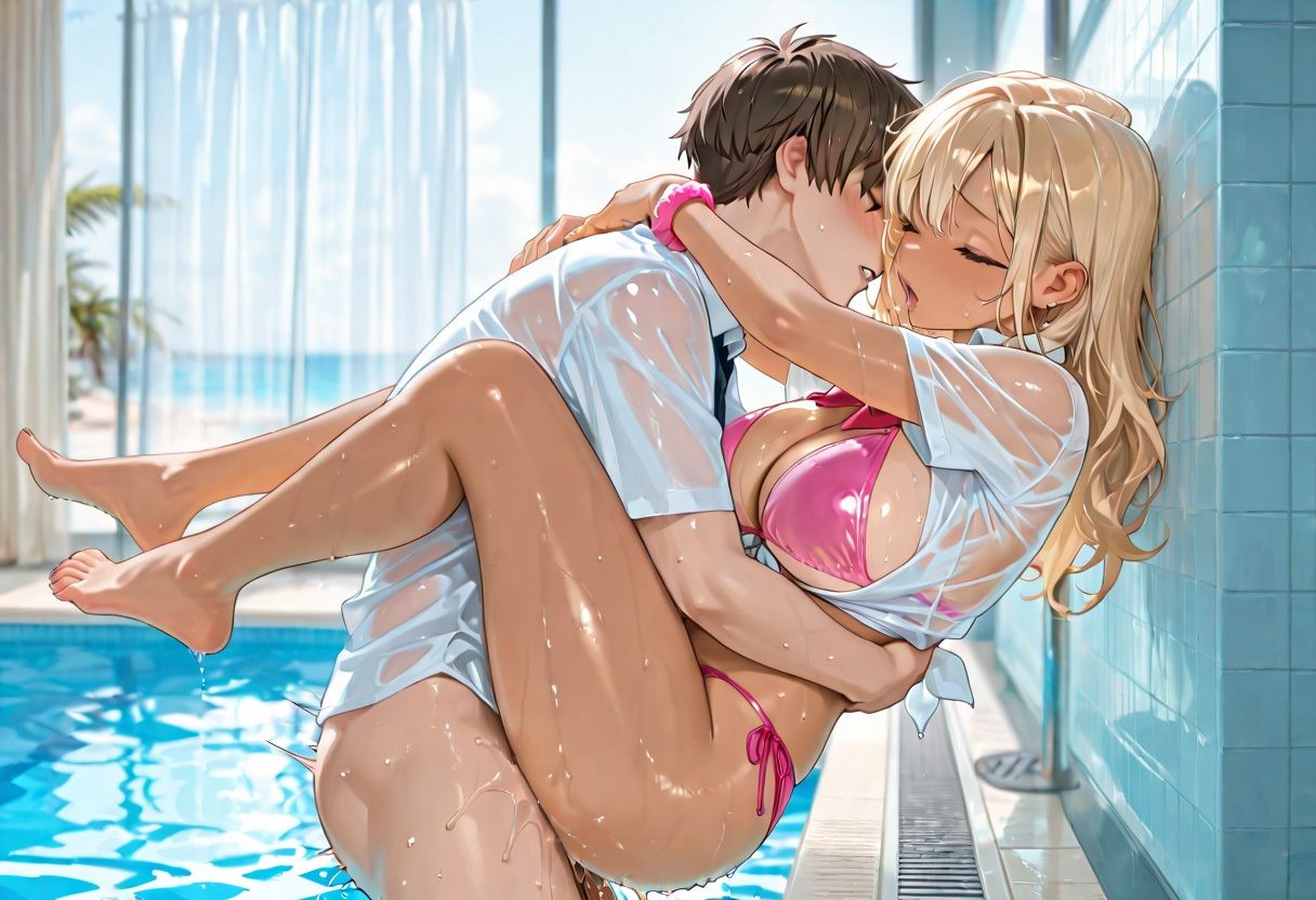 セックス大好き爆乳ビキニギャルJKとやり放題！ サンプル画像1