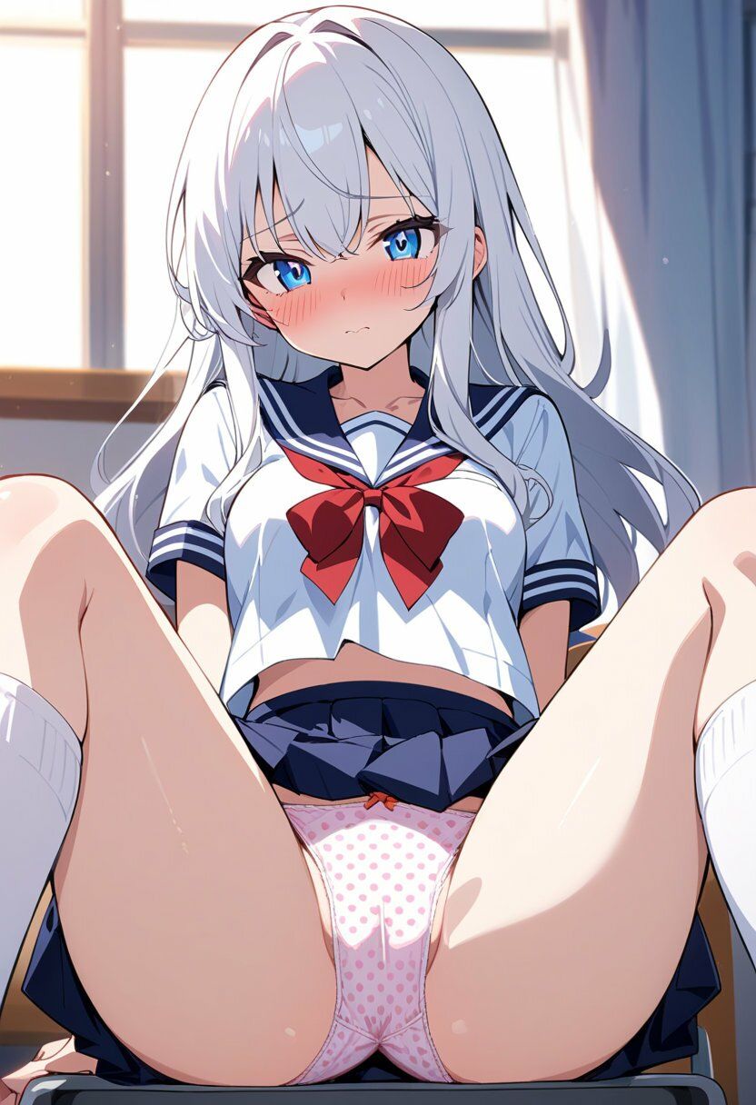 セーラー服でM字開脚パンチラ200枚 サンプル画像3
