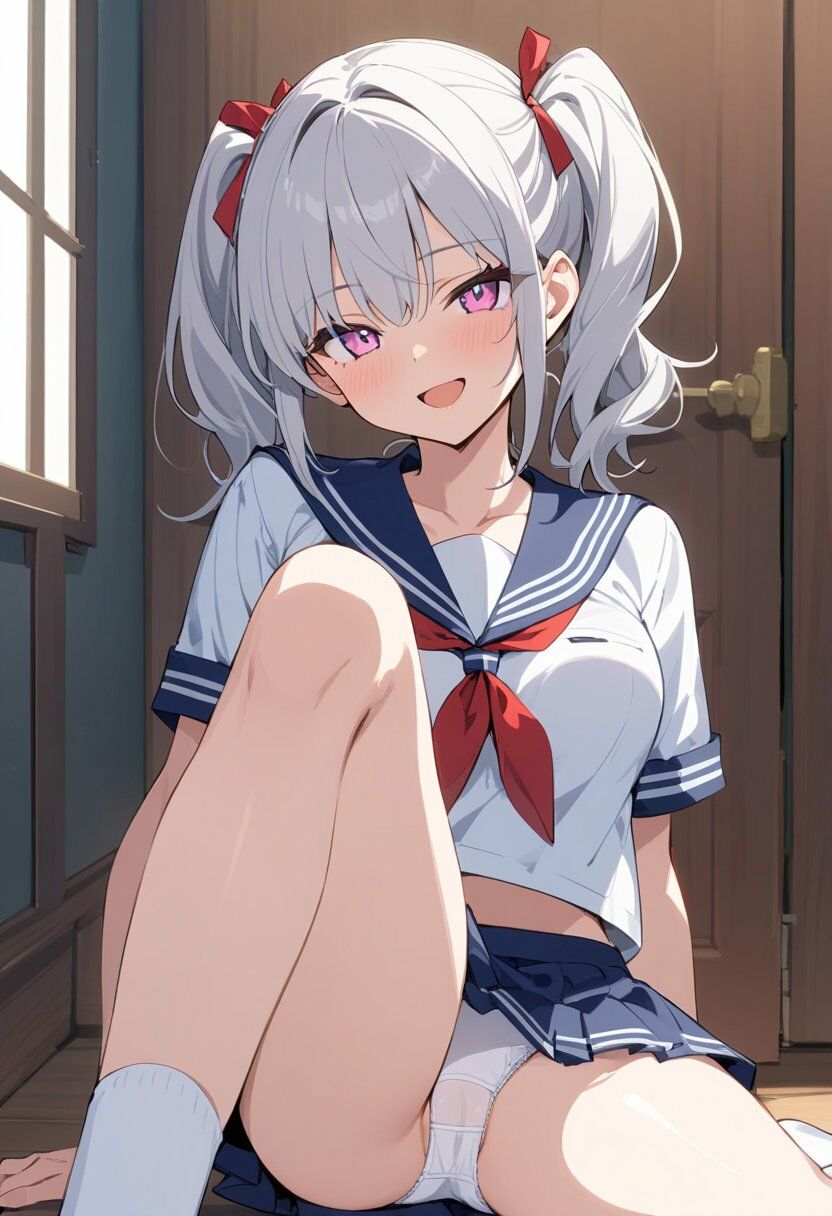 セーラー服でパンチラ×8ポーズ サンプル画像2