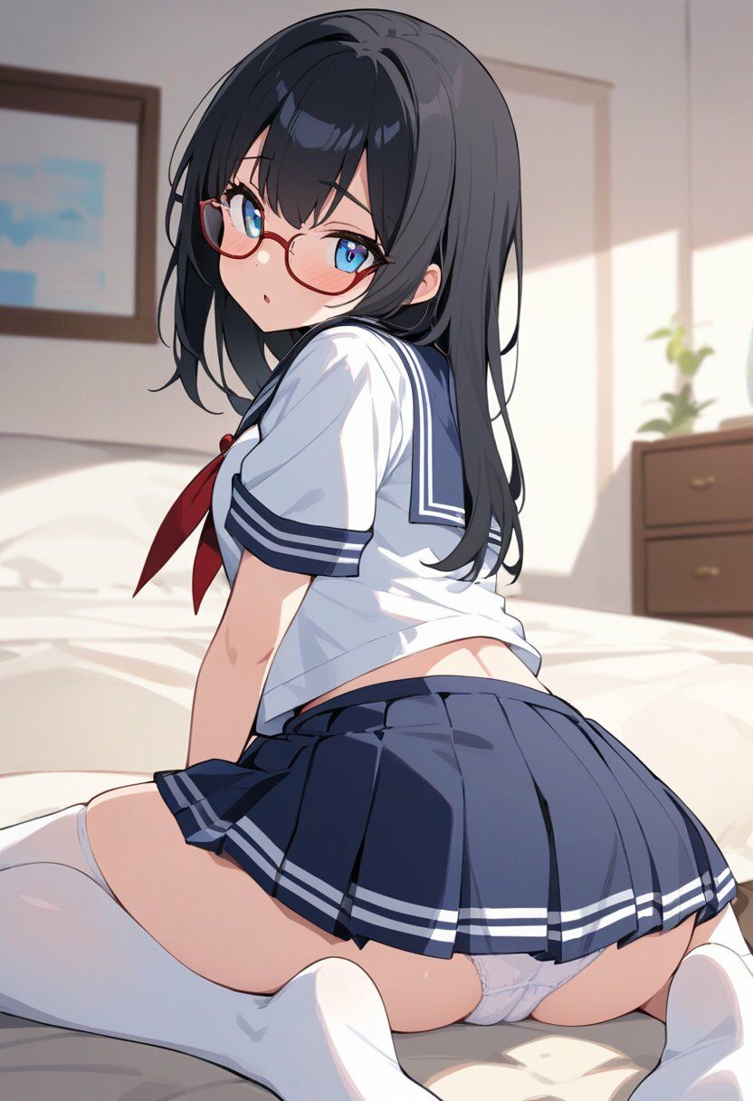 セーラー服でパンチラ×8ポーズ サンプル画像4