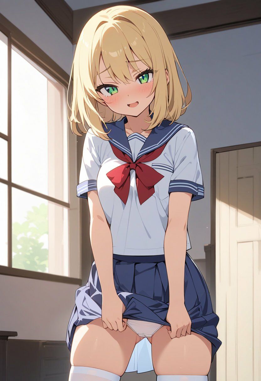 セーラー服でパンチラ×8ポーズ サンプル画像6