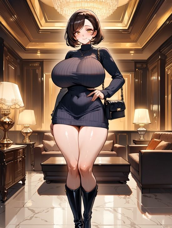 タイトミニワンピースを着た爆乳人妻と高級ホテルで不倫セックス サンプル画像1