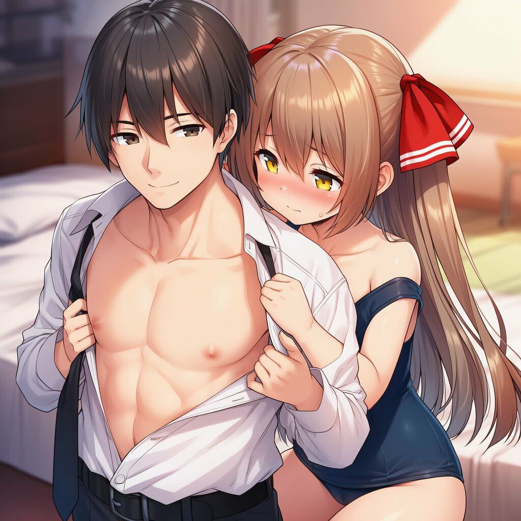 ツインテかわいい子と甘々いちゃラブ！制服・旧スク水・全裸で溶け合うCG集 サンプル画像7