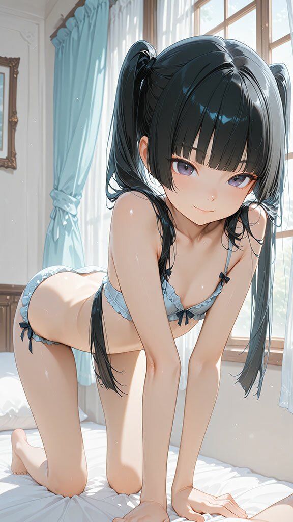 ツインテールの妹がパンツを見せて誘惑してくるCG集 サンプル画像1
