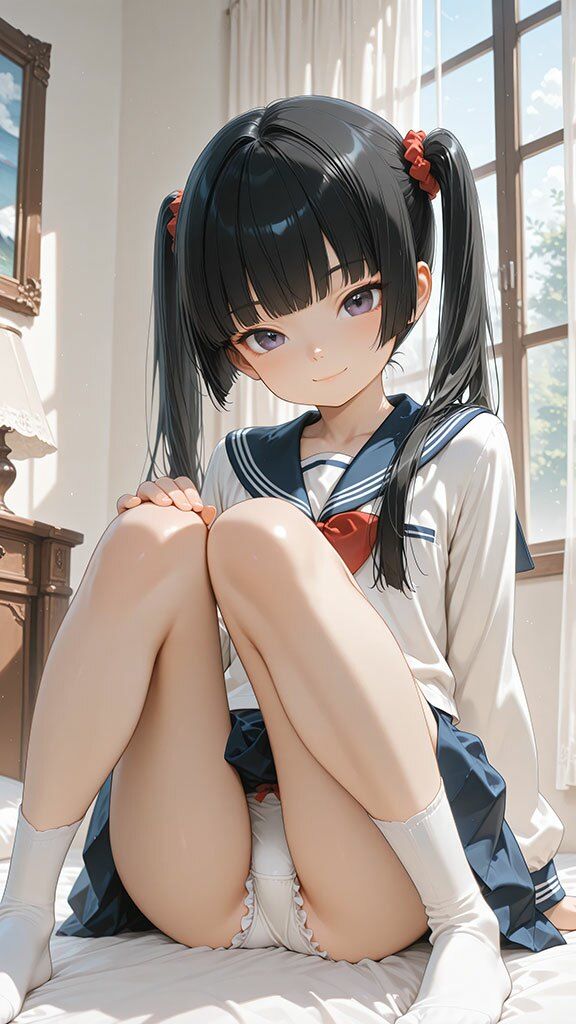 ツインテールの妹がパンツを見せて誘惑してくるCG集 サンプル画像2